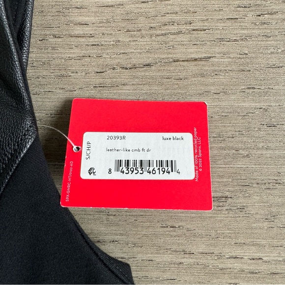 NWT SPANX Leather Like Combo Fitted Dress - Picture 5 of 9